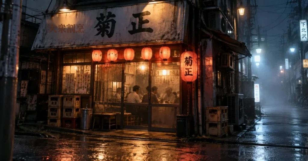 昭和55年に同じ場所にあったとされる大衆割烹「菊正」を表現したイメージ